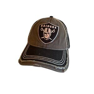 Las Vegas Raiders Adjustable Distressed Black Cap By Otto